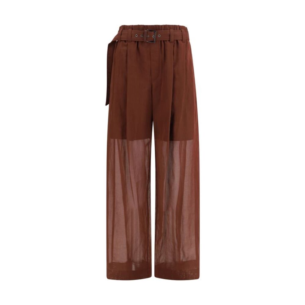 Brunello Cucinelli Women Cotton Loose Pants With Monili